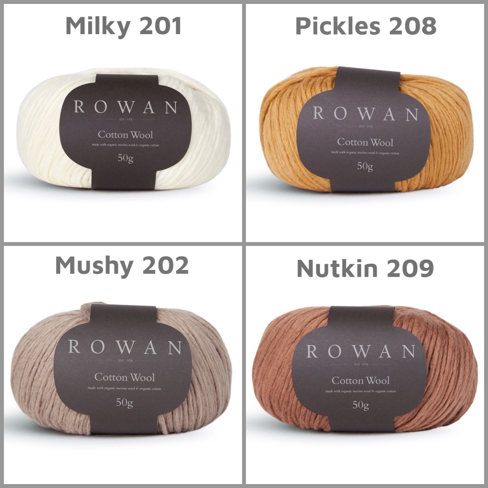 Rowan Cotton Wool dk milky pickles mushy nutkin knitting crochet yarn