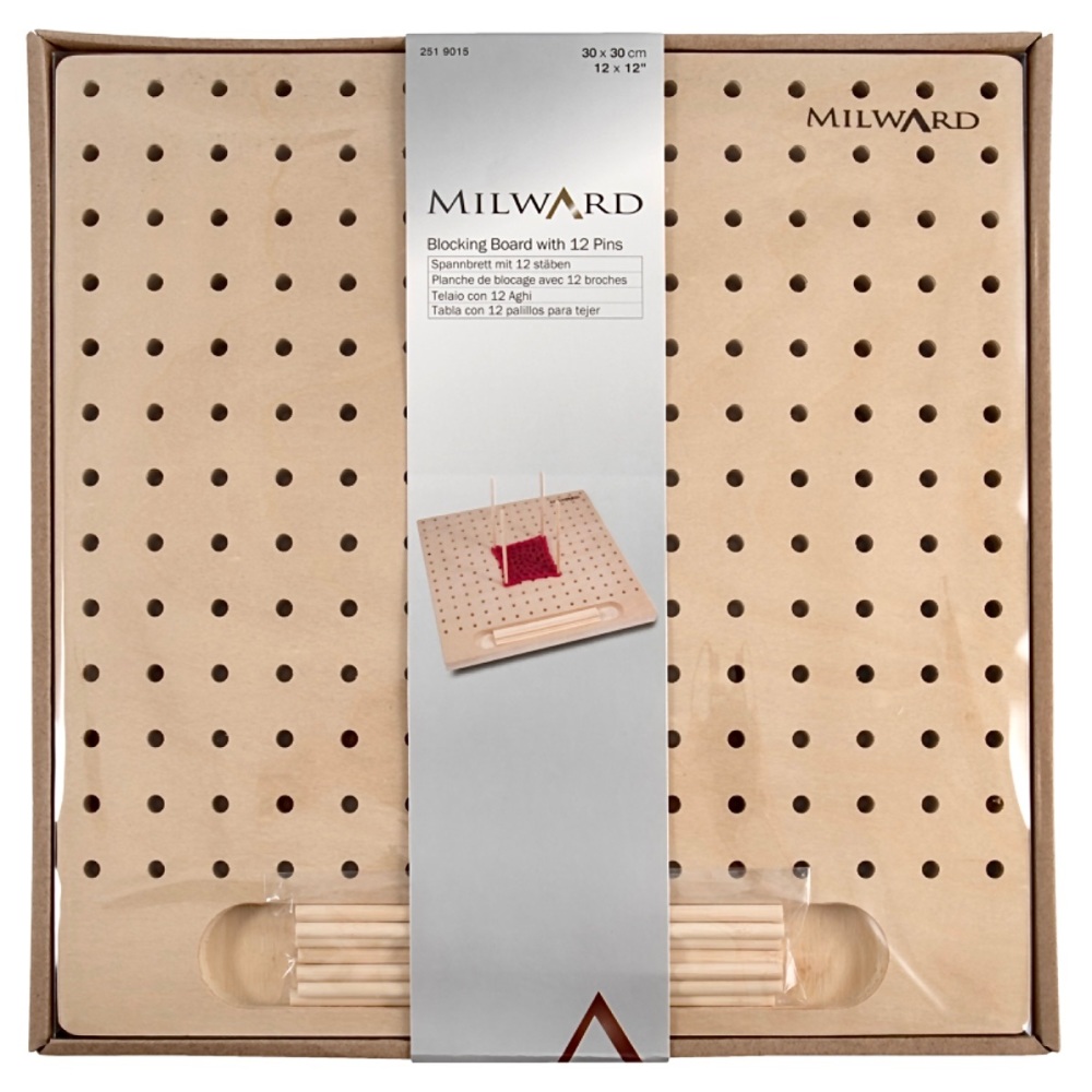 Milward Blocking Board with 12 Pins. Wooden 30 x 30cm.