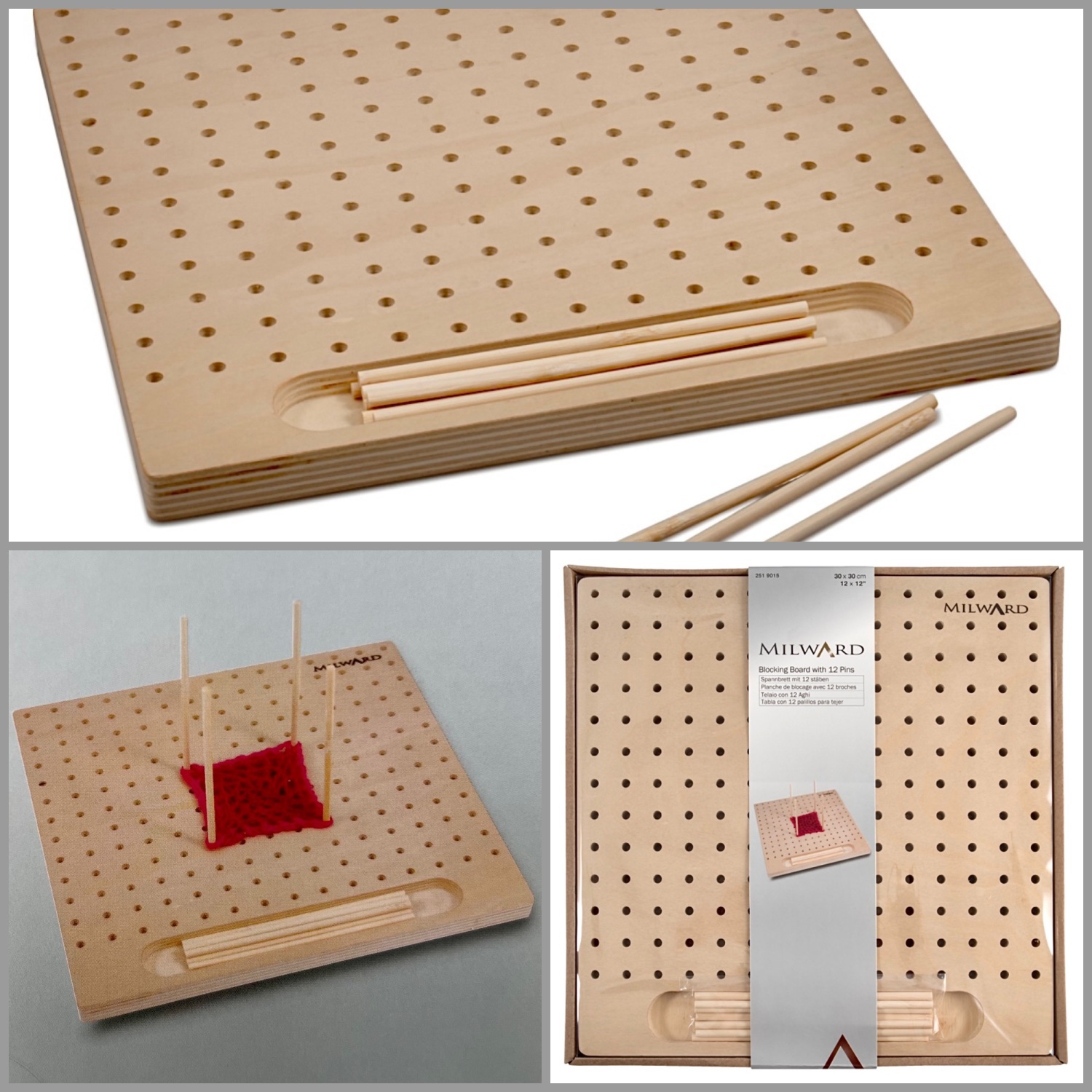 Wooden Blocking board Milward Crochet accessories KnitUK