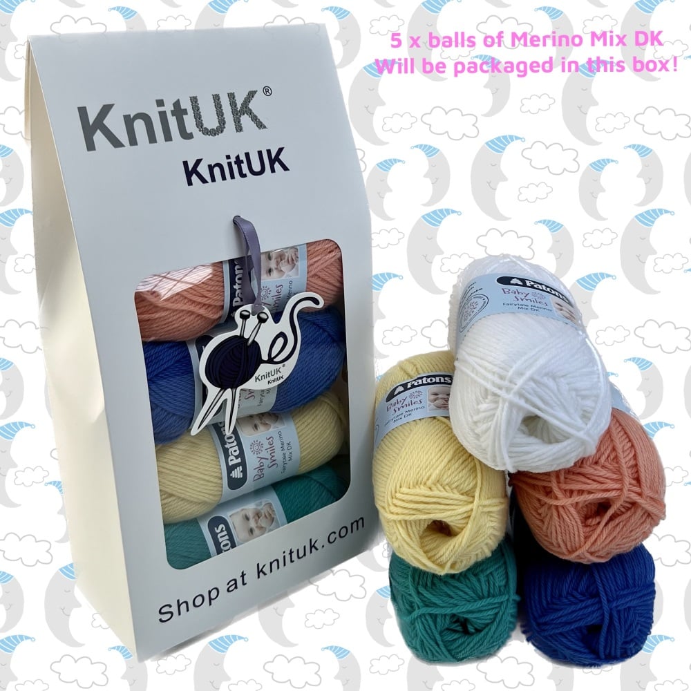 Patons Fairytale Merino Mix DK wool yarn 5 balls in knituk box