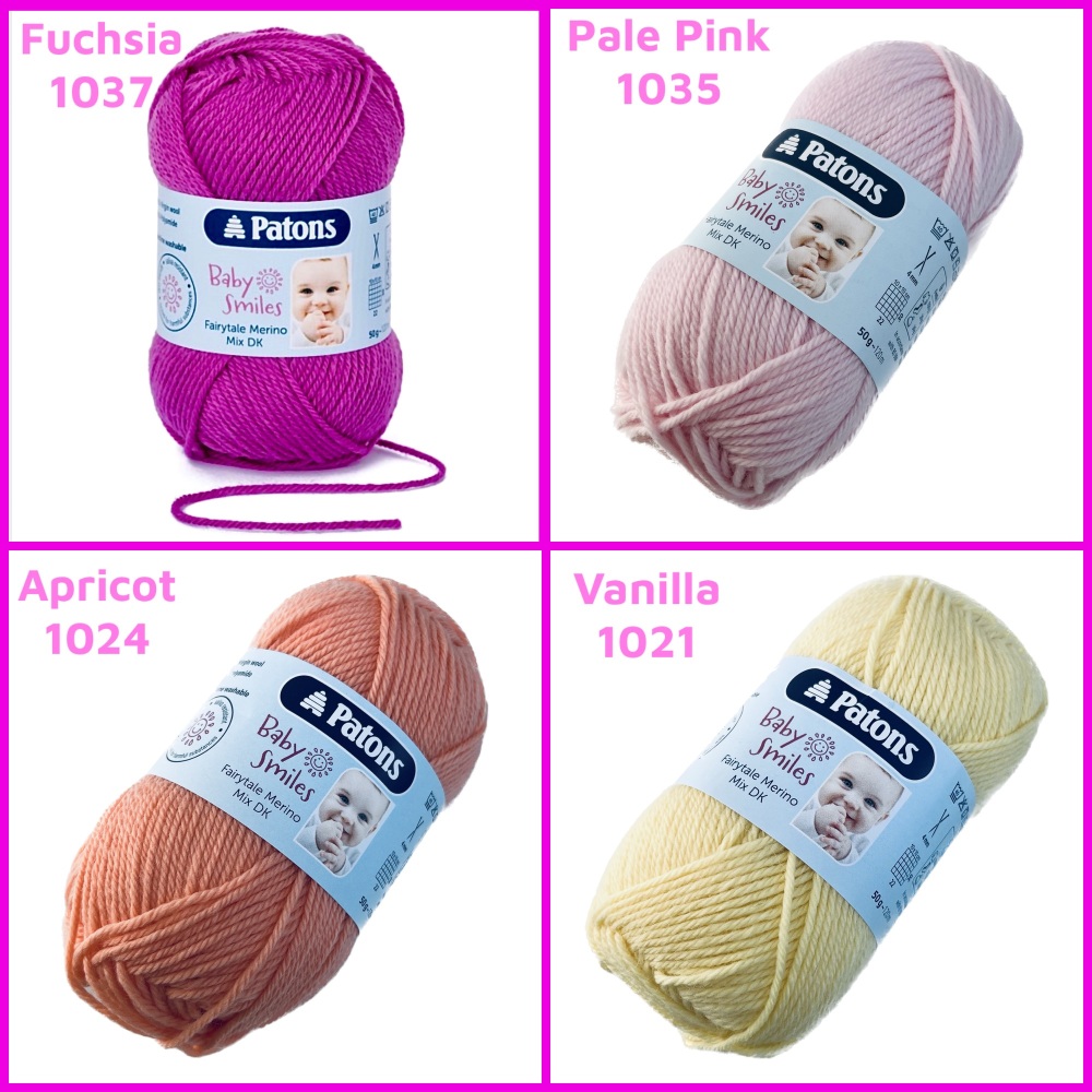 Patons Fairytale Merino Mix DK wool yarn Fuchsia pink apricot vanilla