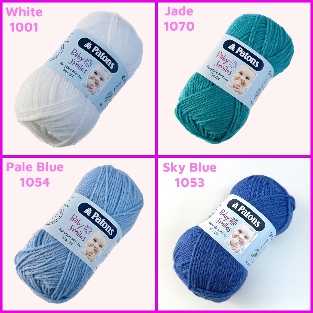 Patons Fairytale Merino Mix DK wool yarn White jade blue sky