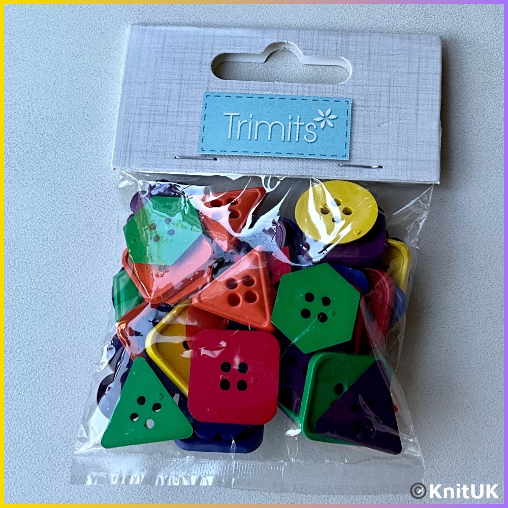 Butons Novelty. Primary Geometry. 20g pack. Trimits.