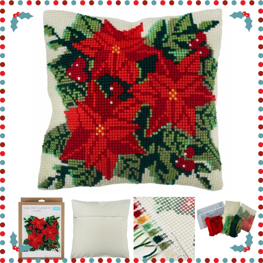 Cross Stitch Cushion Kit: Poinsettia. Tapestry (Trimits).