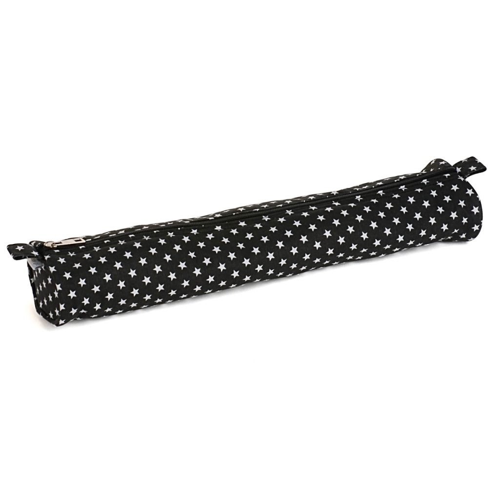 Knitting Pin Case. Black with white stars (Hobby Gift).