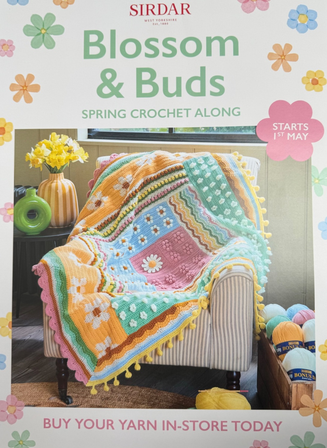 Sirdar CAL 2024 - Blossom & Buds Spring Blanket. Crochet Kit (FREE UK Deliv