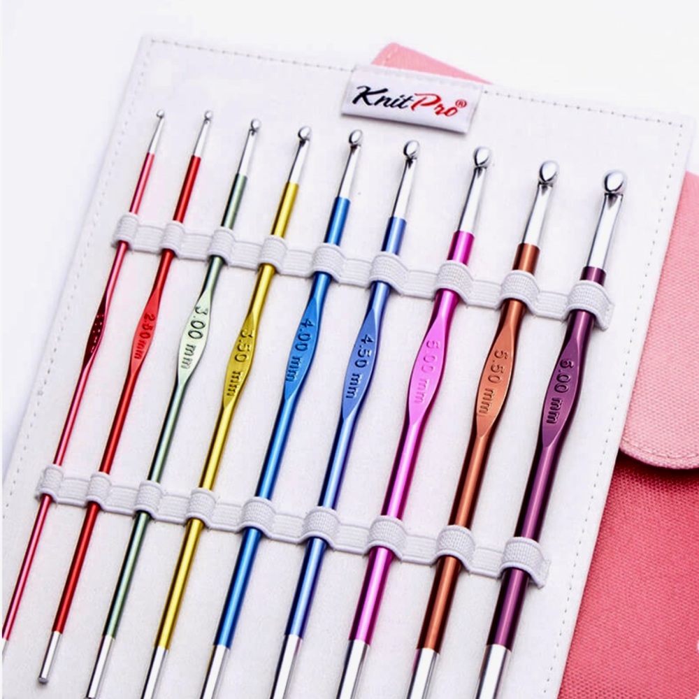 KnitPro Zing Deluxe Single ended Crochet Hook Set.