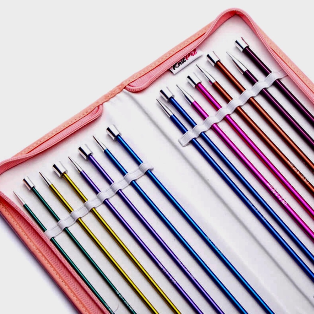 KnitPro Zing Deluxe Single Pointed Knitting Needle Set. 35cm / 14”