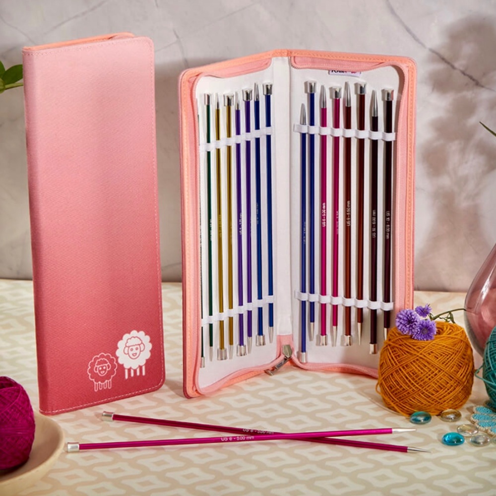 KnitPro Zing Deluxe Single Pointed Knitting Needle Set. 35cm / 14”