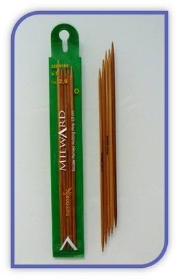 Double point Knitting Needles - Milward - Set of 5 - Bamboo (15cm)