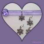 Stitch Marker Tibetan Silver - Set of 4 Ring Stitch Markers: Snow Flakes (KnitUK Collection)