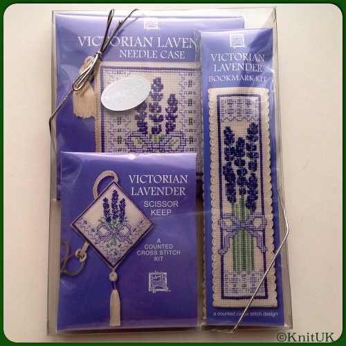 Cross Stitch Kit Victorian Lavender Gift Pack Textile Heritage KnitUK