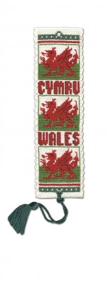 BOOKMARK Welsh Dragon / Cross Stitch Kit - by Textile Heritage™