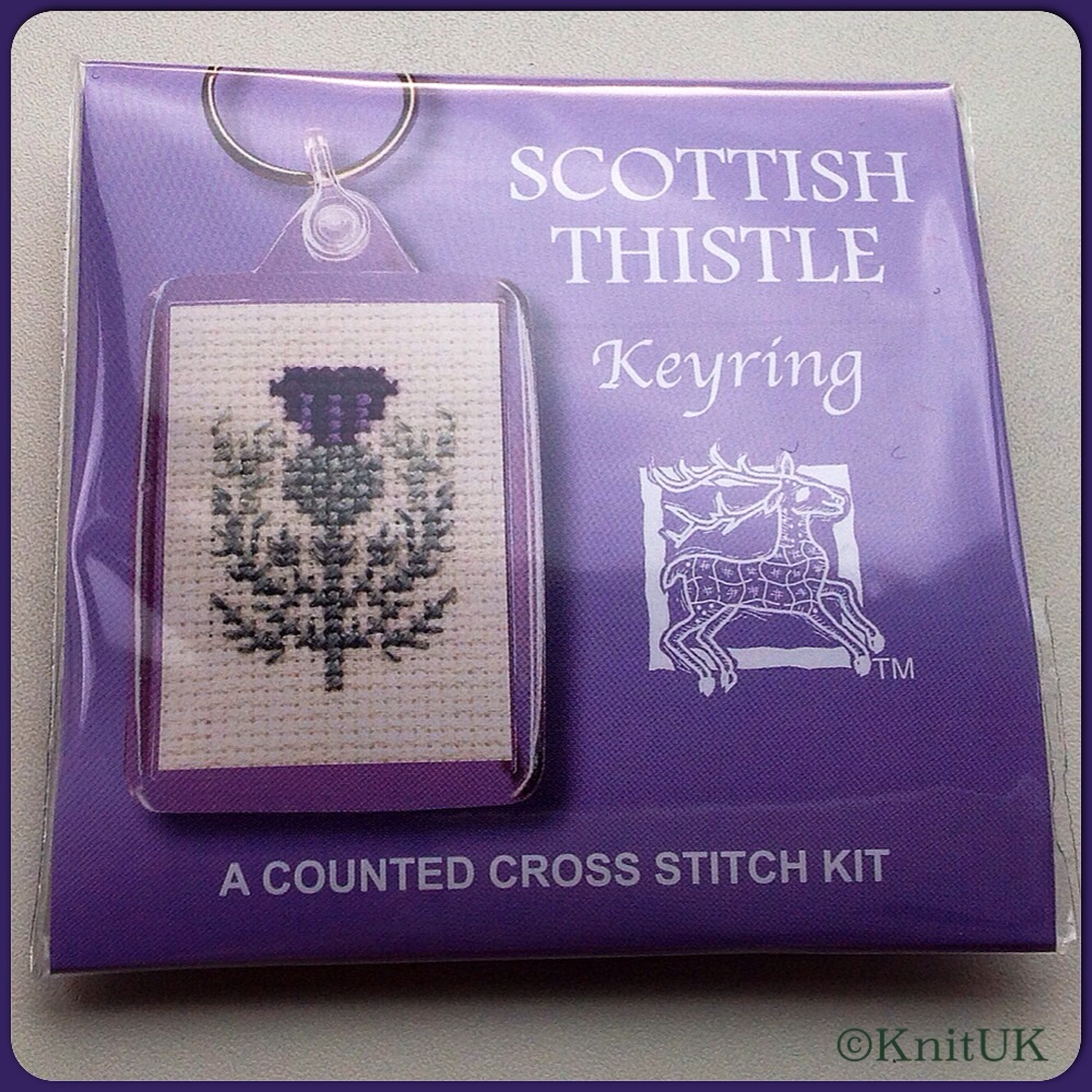 KEYRING Scottish Thistle. Cross Stitch Kit by Textile Heritage (Made in UK)
