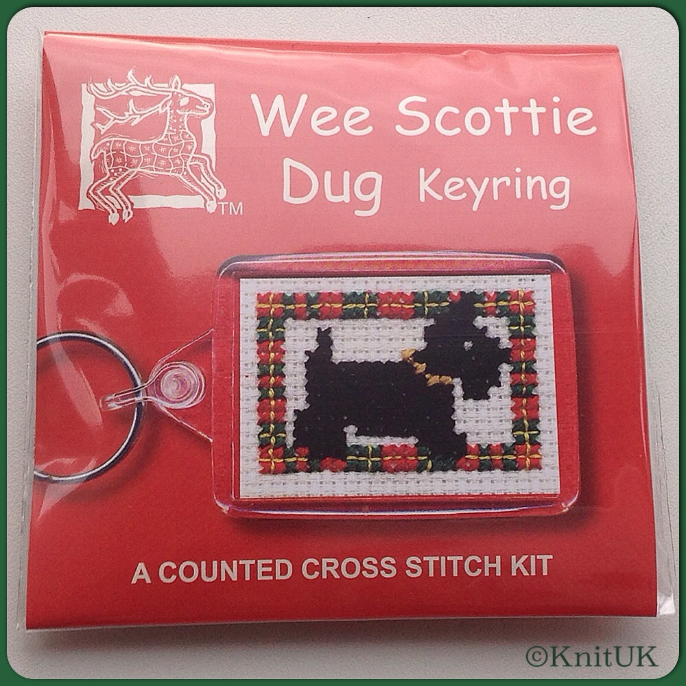 KEYRING Wee Scottie Dug. Cross-Stitch Kit by Textile Heritage (Made in UK)