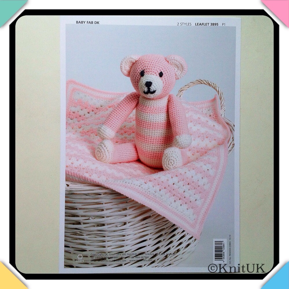 Patons Easy Crochet. Teddy Bear & Pram Rug. LEAFLET 3895