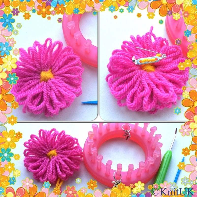 knituk flower loom brooch