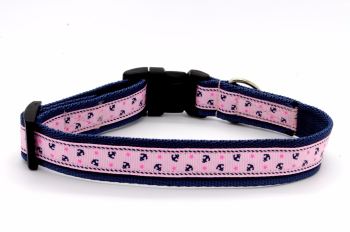 Navy/Pink anchors collar 