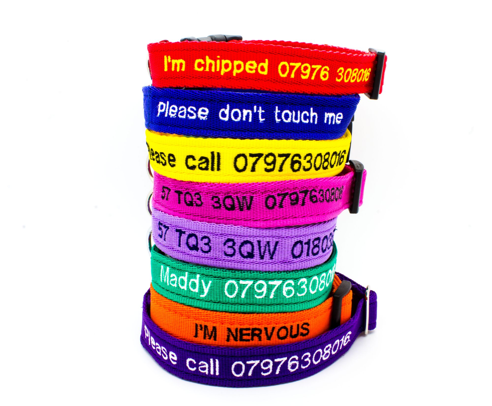 Personalised dog collars. Id Dog collar and Leads. Handmade in the UK