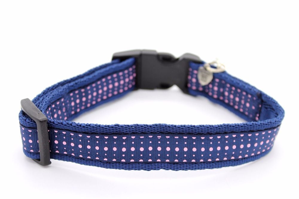 Navy/pink spot Collar