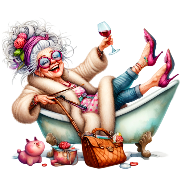 Funny Wine Drinking Grandma