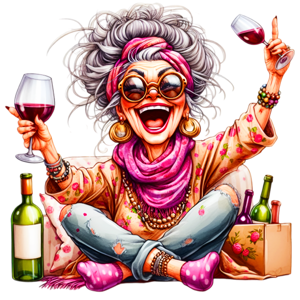 Funny Wine Drinking Grandma.