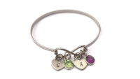 Stainless steel infinity bracelet with birthstones