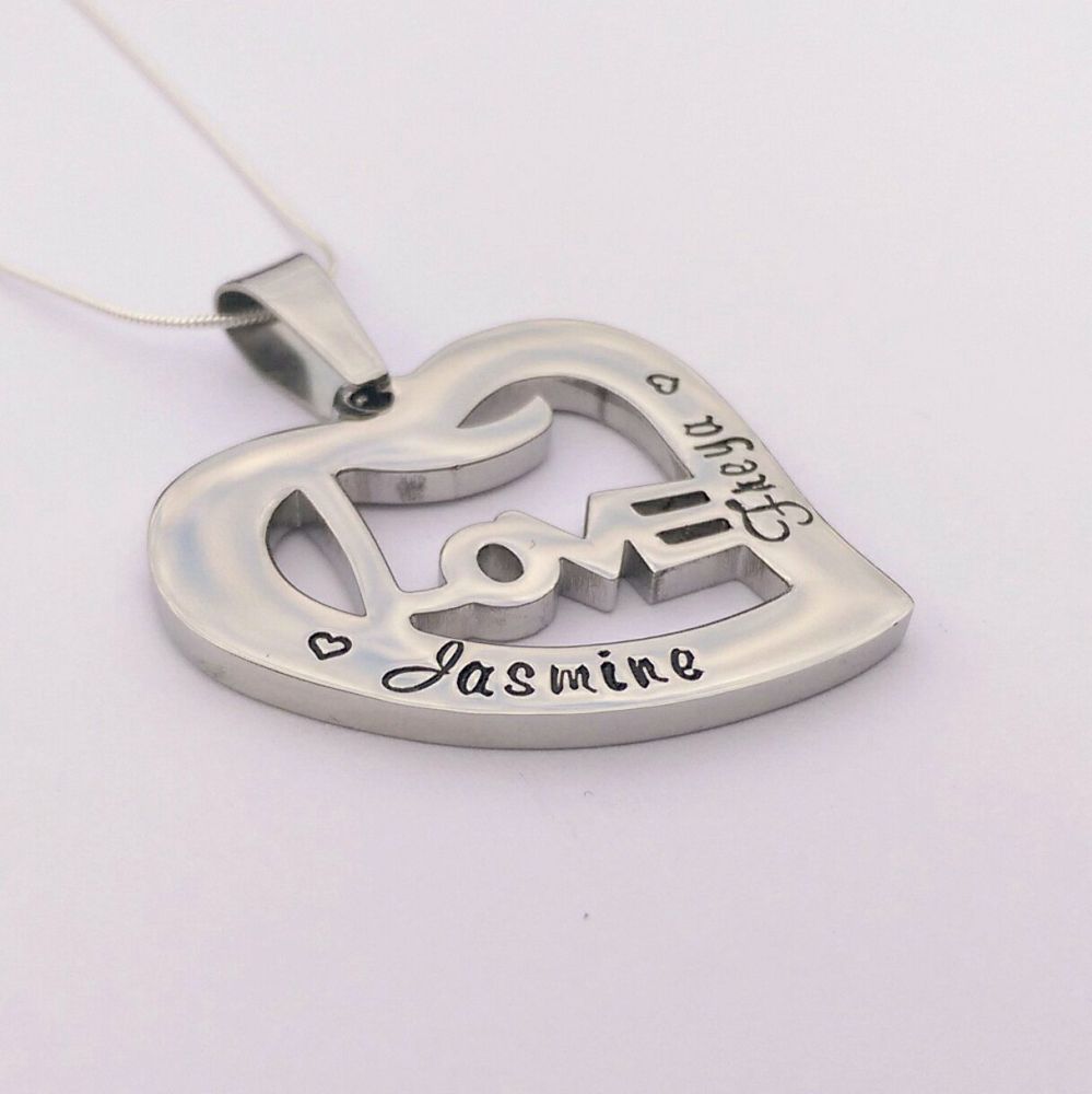 Personalised LOVE heart pendant