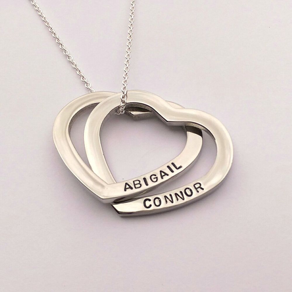 Personalised Linked hearts necklace
