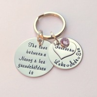 Personalise d The Love between a Nanny and her Grandchildren is forever keyring