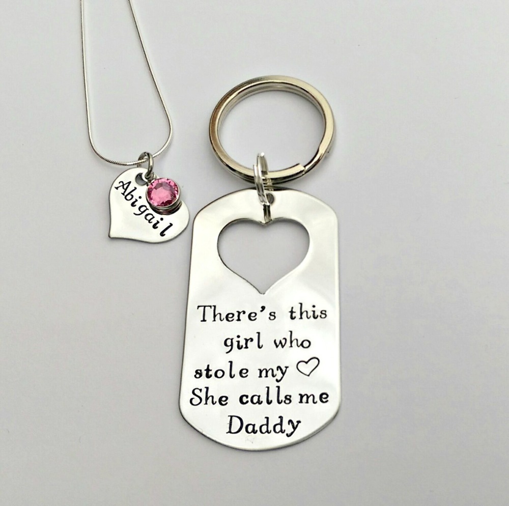 There's this girl who stole my heart personalised necklace and keyring set