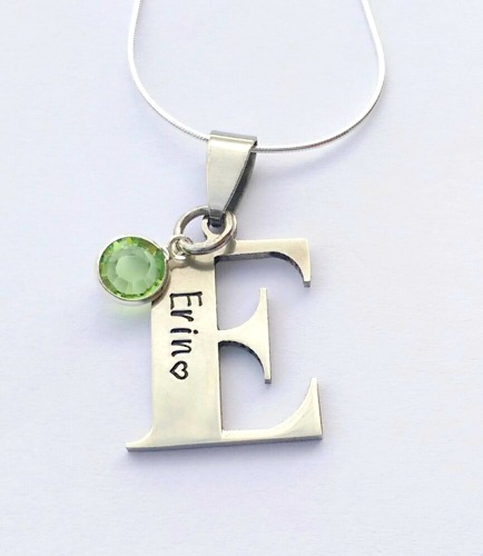 Personalised Initial necklace stamped with name or date