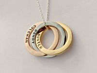 Personalised triple interlinked circles necklace mixed metal