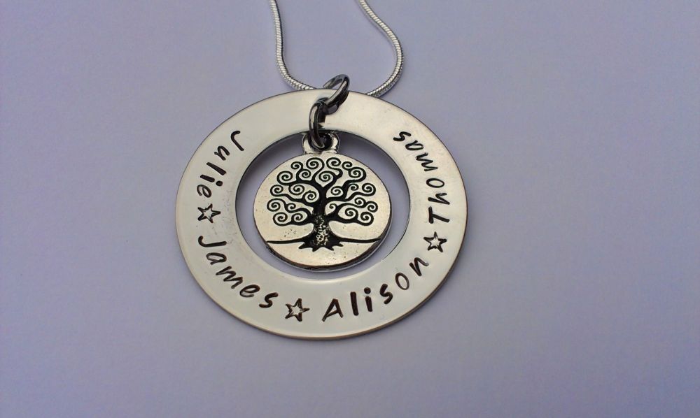 Family tree washer pendant