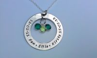 Hand stamped personalised Large round washer pendant