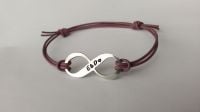 Hand stamped personalised Infinity leather cord adjustable bracelet