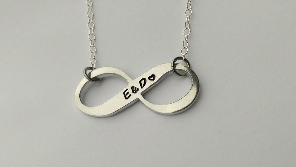 Hand stamped personalised Infinity name or initial necklace
