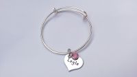 Hand stamped personalised childrens adjustable stainless steel charm bracelet