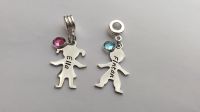 Hand Stamped personalised Boy Girl figure silhouette bracelet charms