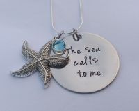 Hand Stamped The Sea Calls to Me necklace