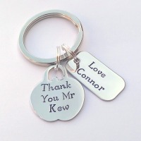 Hand stamped personalised Teacher Thank you present apple keyring