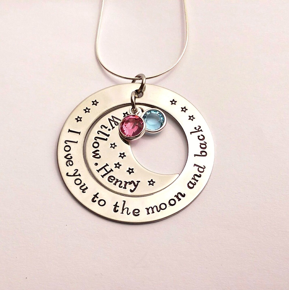 I love you to the moon and back pendant