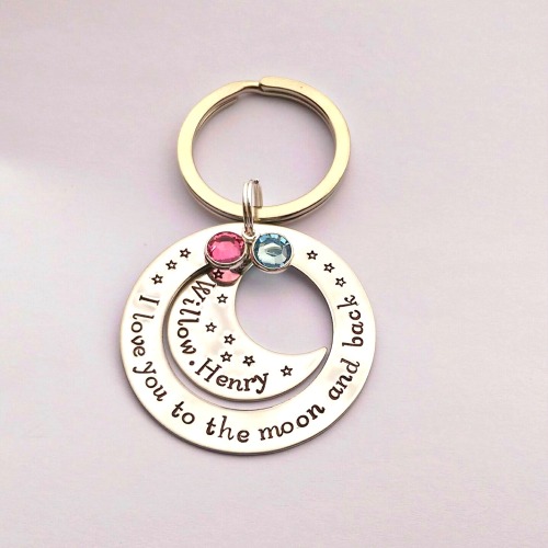I love you to the moon and back round keyring