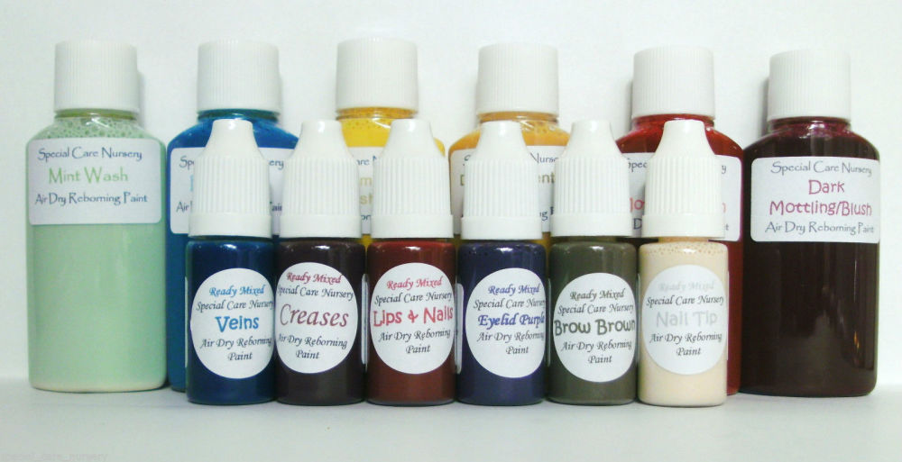 Special Care Nursery Air dry paints -  1 beginner set of 12 bottles ***WITH