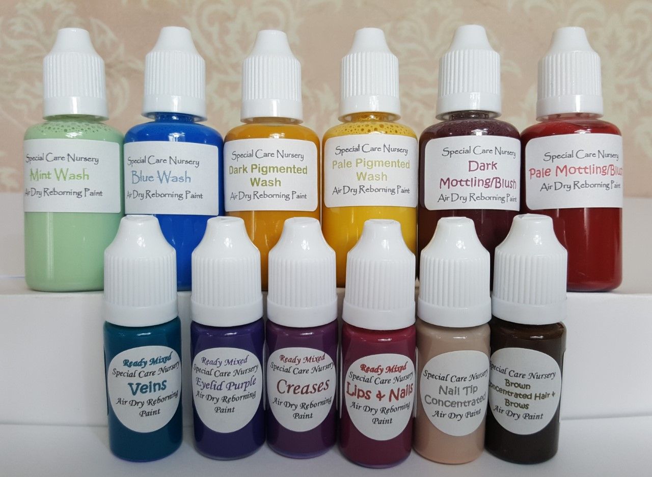 Special Care Nursery Air dry paints -  1 beginner set of 12 bottles
