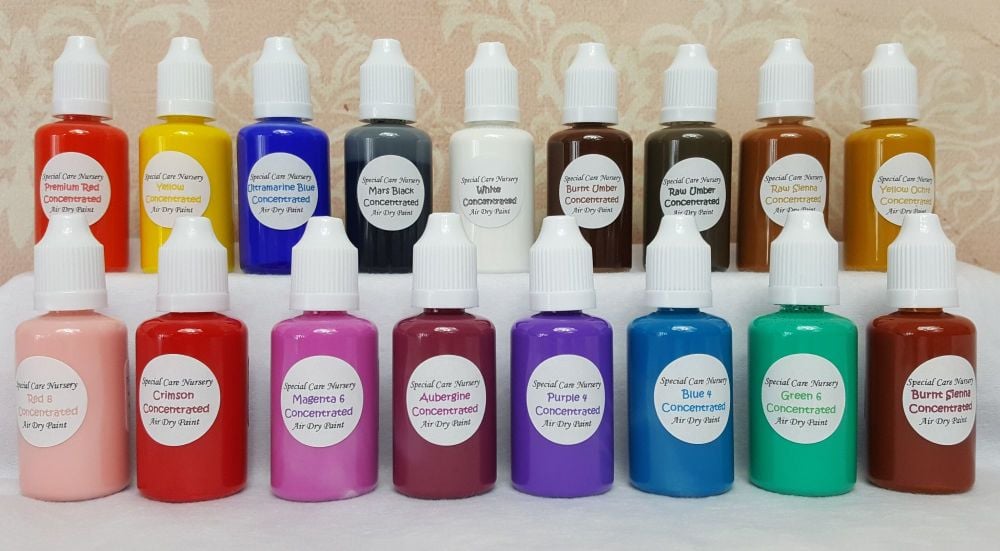 Special Care Nursery Air dry paints  -  1 set of 17 colours - concentrated 