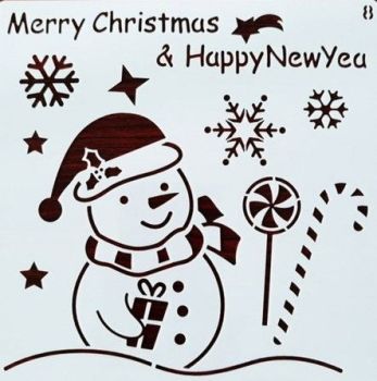 Christmas Snowman Pattern Stencil - White 13cm x 13cm