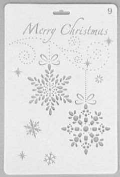 Large Christmas Snowflake Decorations Pattern Stencil - White (Large rectangle) 25.9cm x 17.2cm