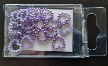 Pack of 24 purple/lilac beaded hearts.