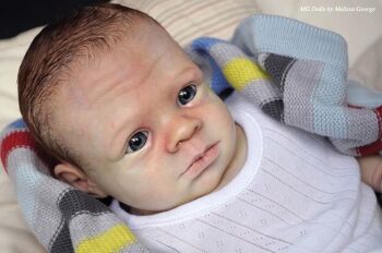 Open eyed - Nikolas kit - *COMPLETE REBORN STARTER SET!!* Makes 22" BABY With faux doe suede, disc jointed body.